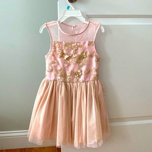 BCBGirls embroidered mesh fit and flare dress Size 5 Color: Rose Petal